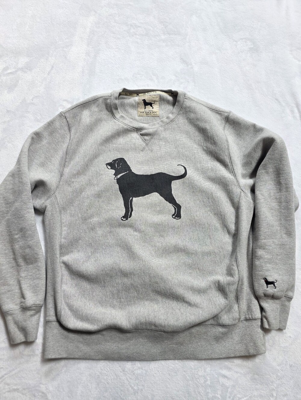 The Black Dog Unisex Small Gray Classic Dog Graphic Crewneck